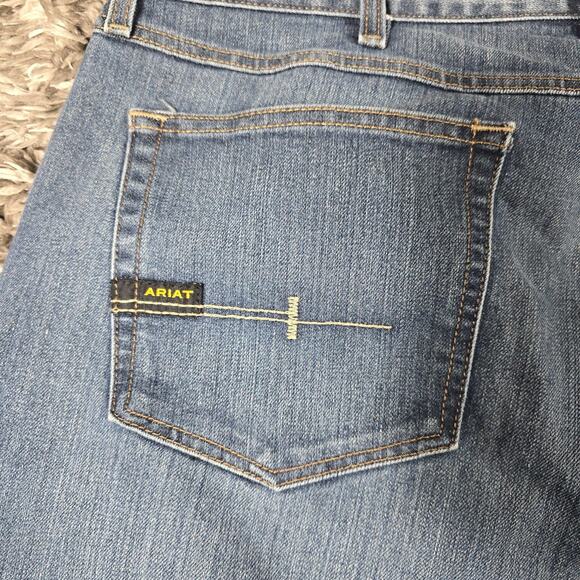 Ariat Rebar M4 Jeans Mens 38x34 Blue Relaxed Fit Bootcut Work Denim Jeans - Picture 11 of 11